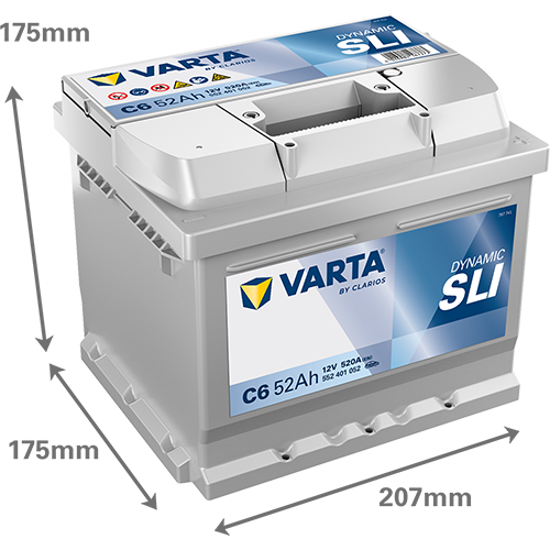 Varta C6 Dynamic SLI 552 401 052 Autobatterie 52Ah (Silver Dynamic) – Bild 3