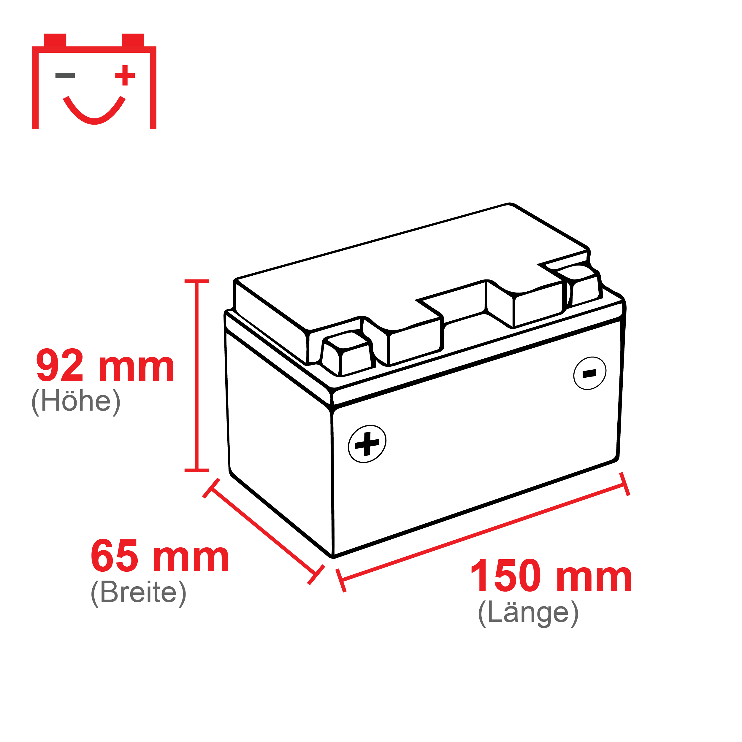 YT7-B4 Motorradbatterie 12V 7Ah BlackMax Gel YT7B-4 GT7B-4 (DIN 50715) – Bild 2