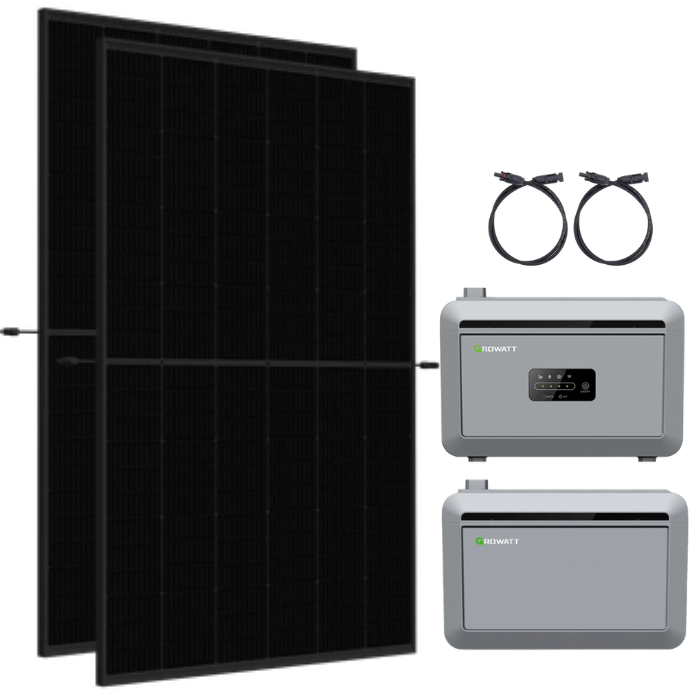 Balkonkraftwerk Set 910Wp mit Growatt 4kWh LiFePO4 Speicher