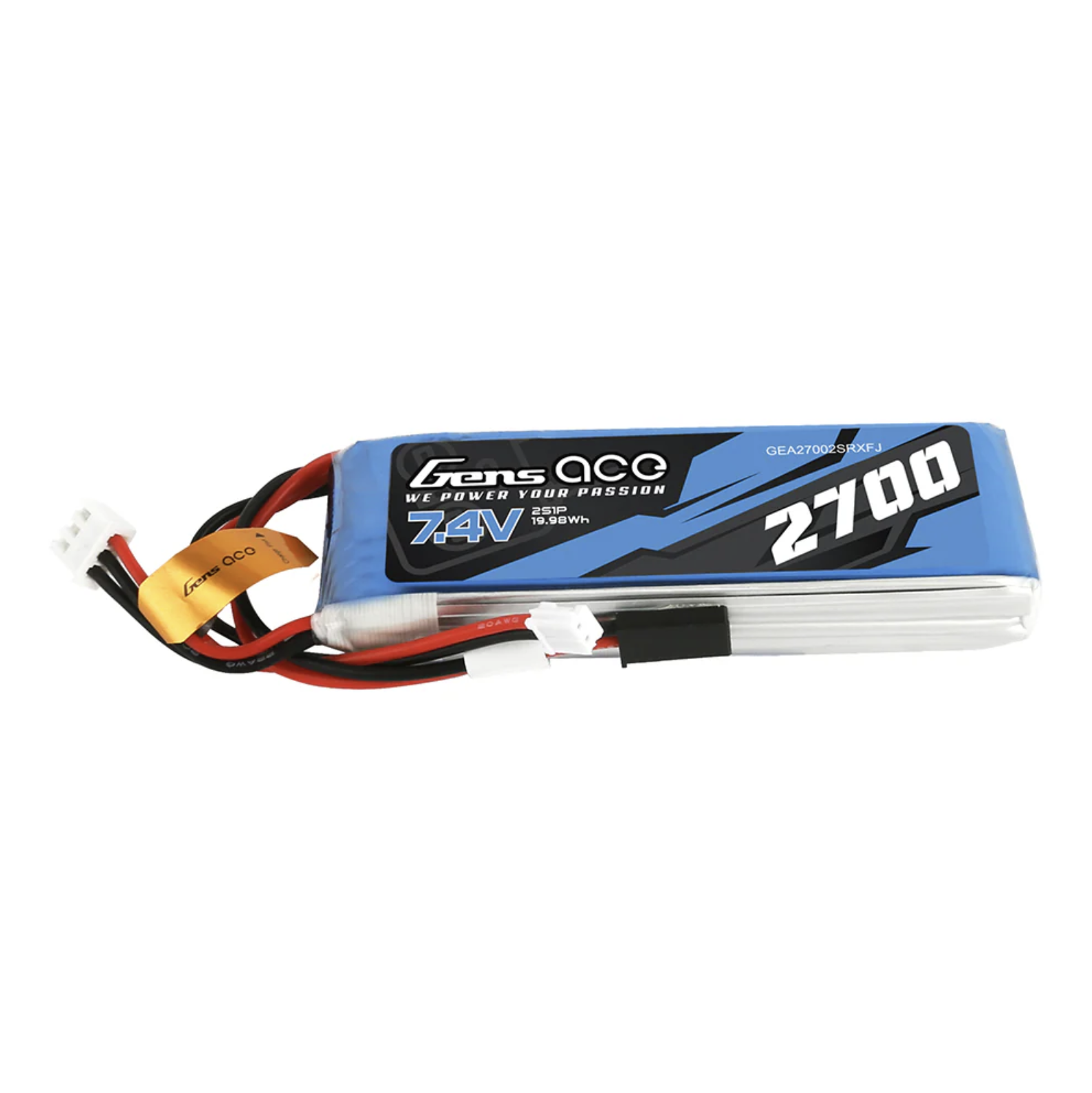 Gens ace 2700mAh 7.4V 2S1P Lipo Batterie mit Futaba-3P+JST-EHR-2P Stecker GEA27002SRXFJ