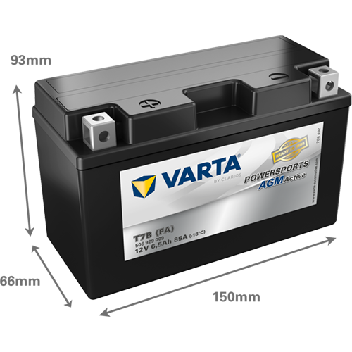 VARTA Powersports AGM ACTIVE YT7B-BS 6,5Ah Motorradbatterie 12V (506929009) – Bild 2