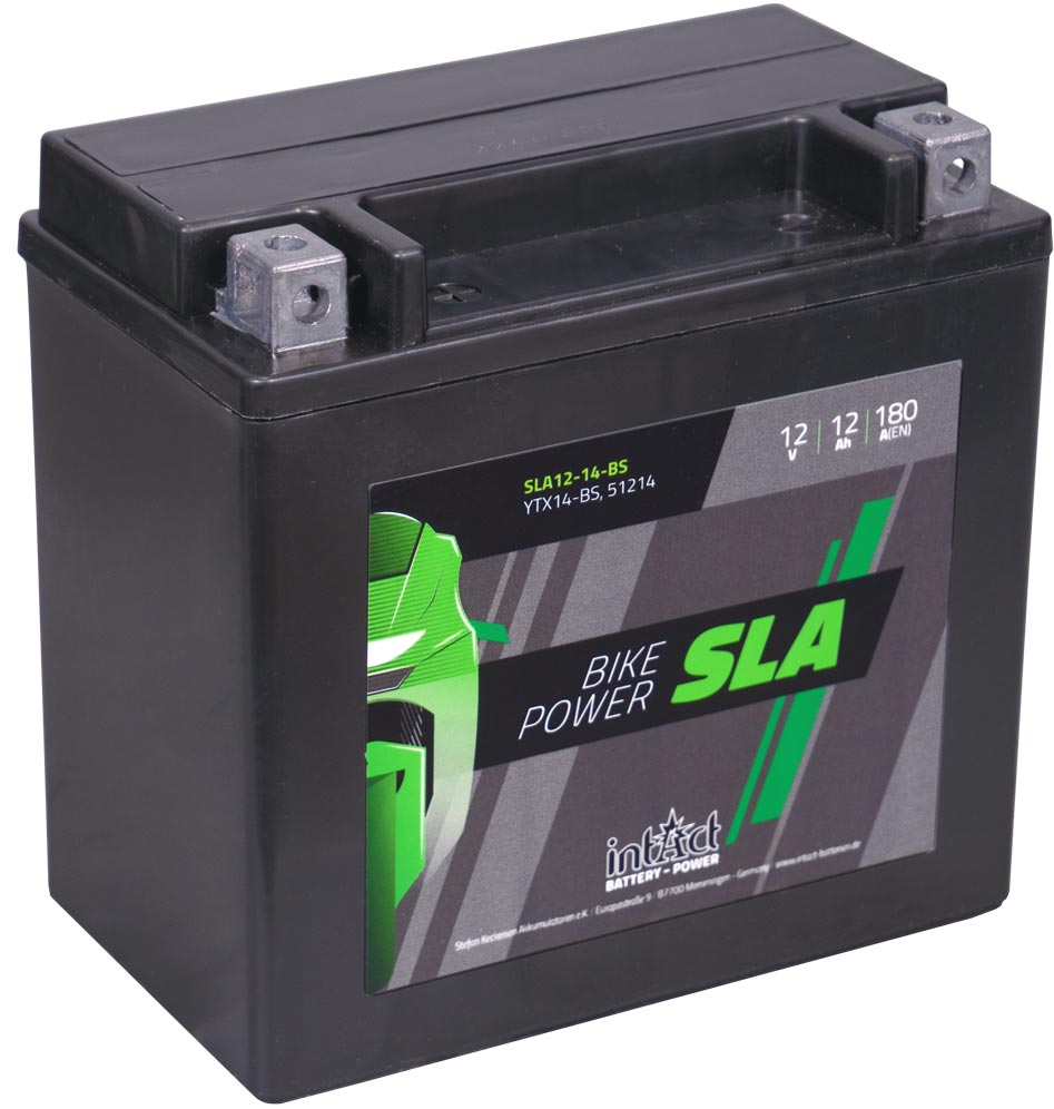 Intact SLA12-14-BS Bike-Power SLA 12Ah Motorradbatterie (DIN 51214) YTX14-BS