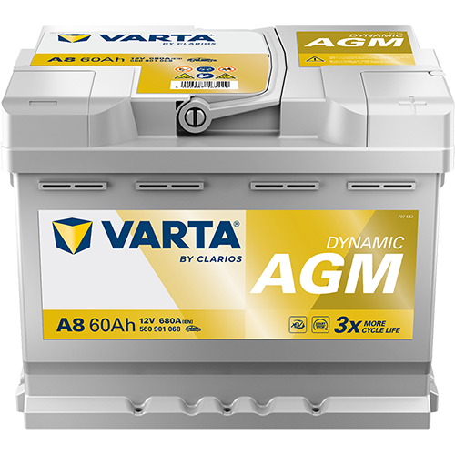 Varta A8 Dynamic AGM (D52) 560 901 068 Autobatterie 60Ah (Silver Dynamic)