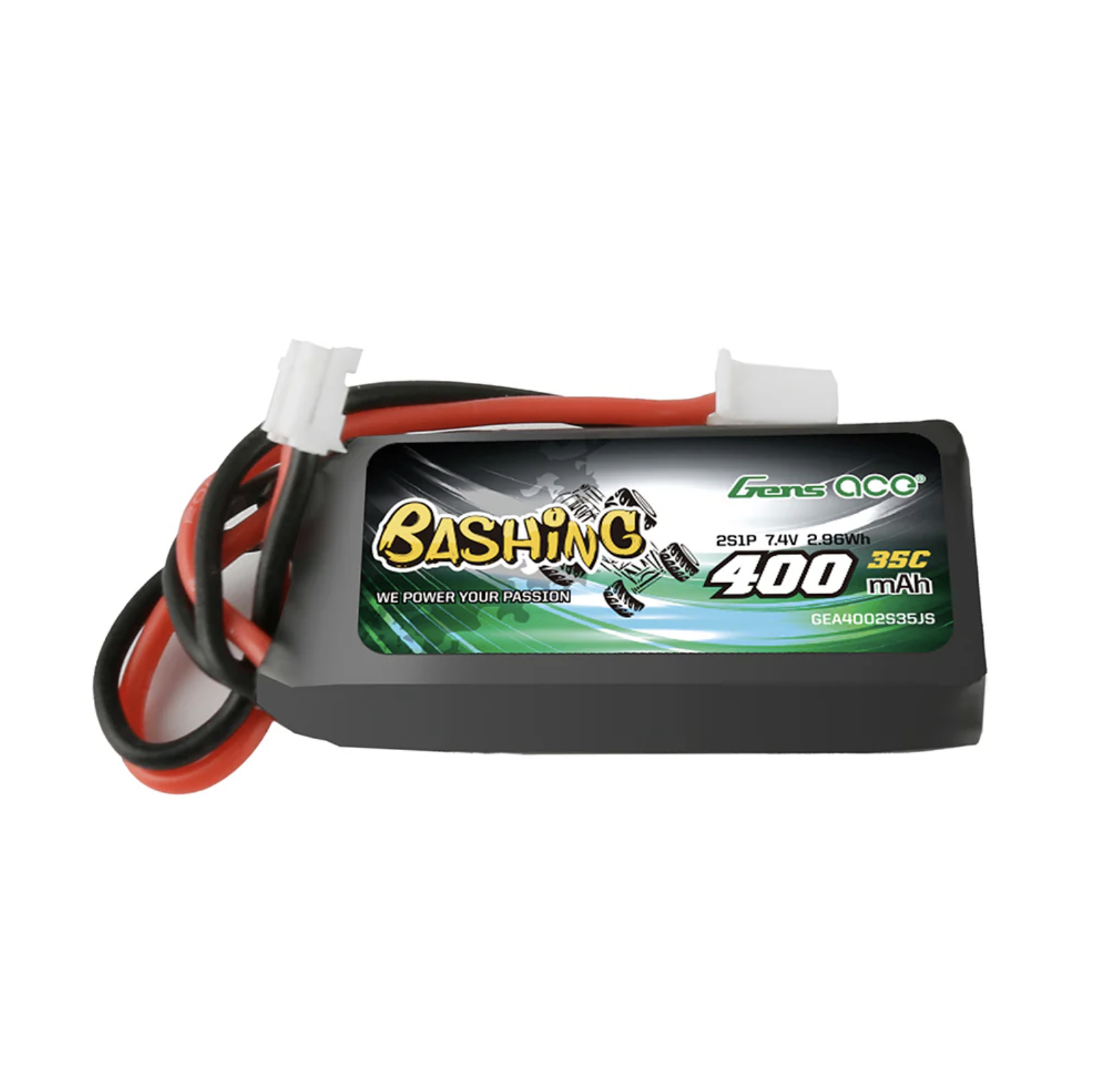 Gens ace 400mAh 7.4V  35C 2S1P Bashing Lipo Batterie mit JST-PHR Stecker GEA4002S35JS
