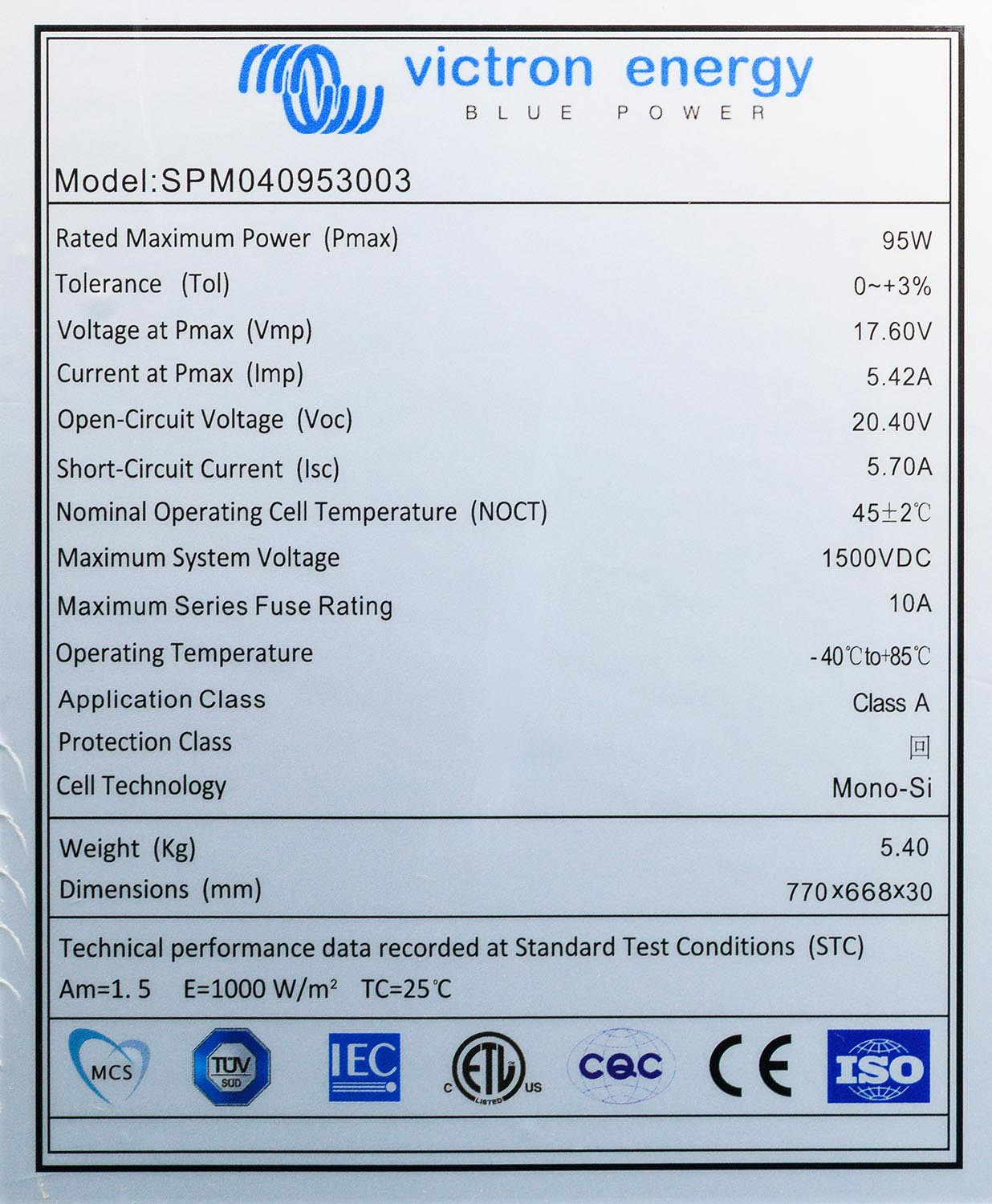 Victron BlueSolar Solarpanel 90W – monokristallin