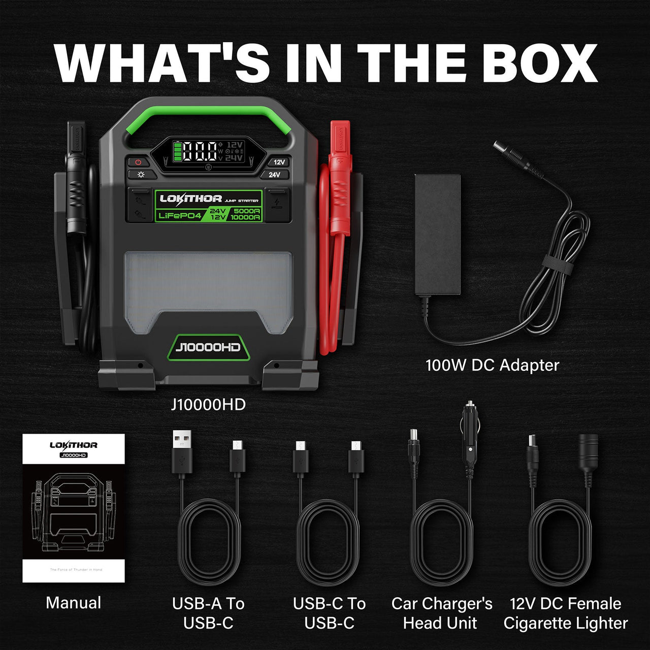 Lokithor J10000HD LiFePO₄ 12V/24V 256Wh 10000A Jump Starter Starthilfe – Bild 10