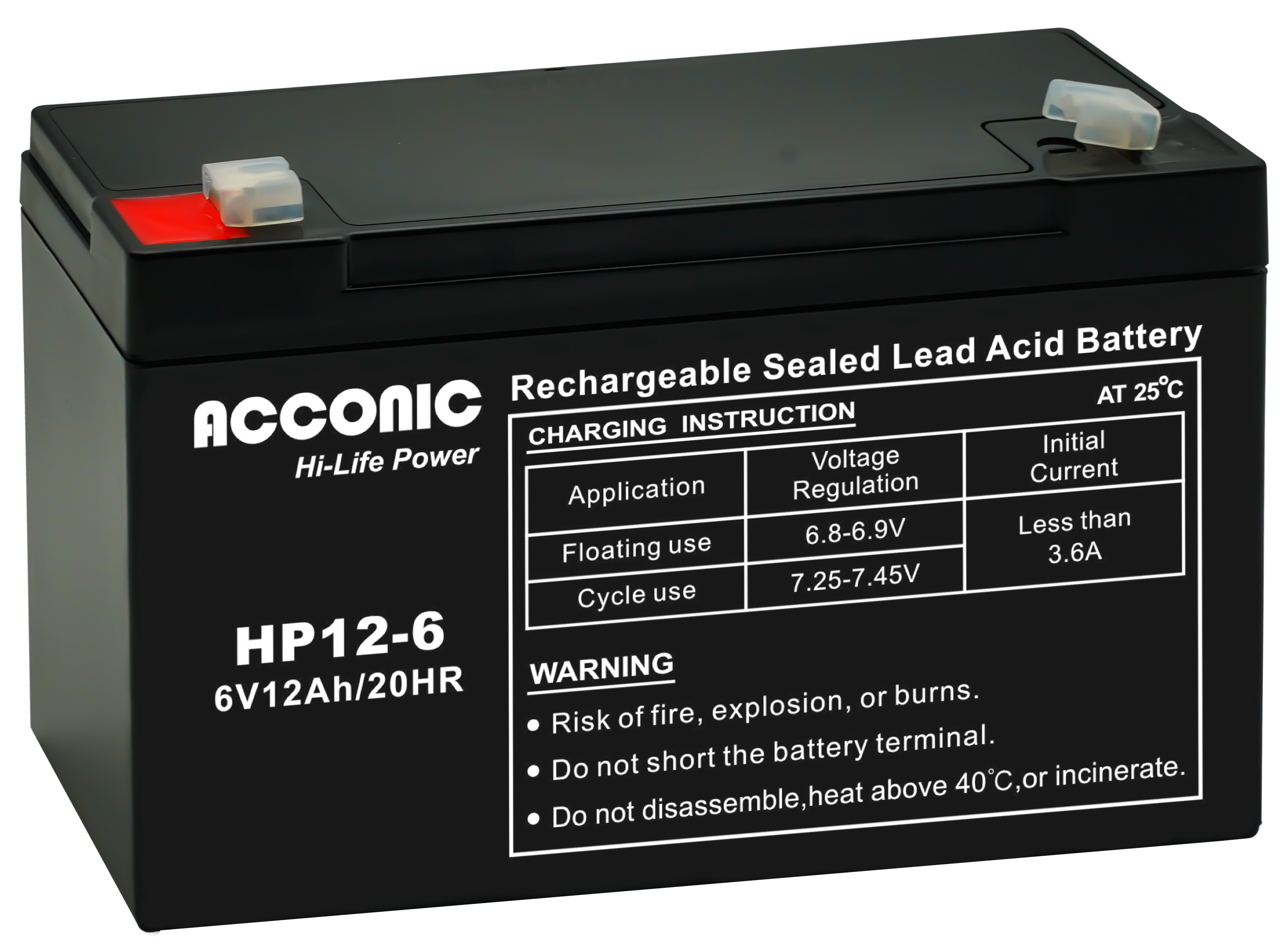 Acconic HP12-6 Hi-Life Power AGM 6V 12Ah Bleiakku