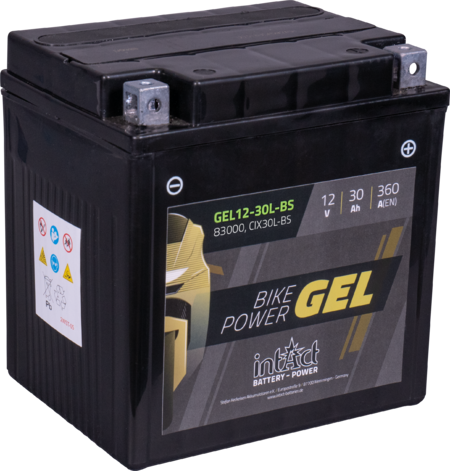 Intact GEL12-30L-BS Bike-Power GEL 30Ah Motorradbatterie (DIN 83000) YIX30L-BS