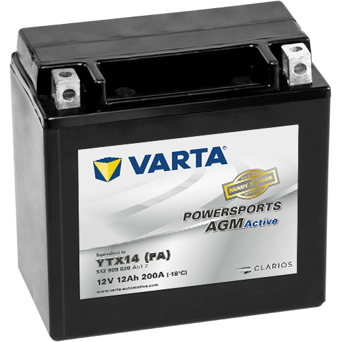VARTA Powersports AGM ACTIVE YTX14-BS 12Ah Motorradbatterie 12V (DIN 51214)