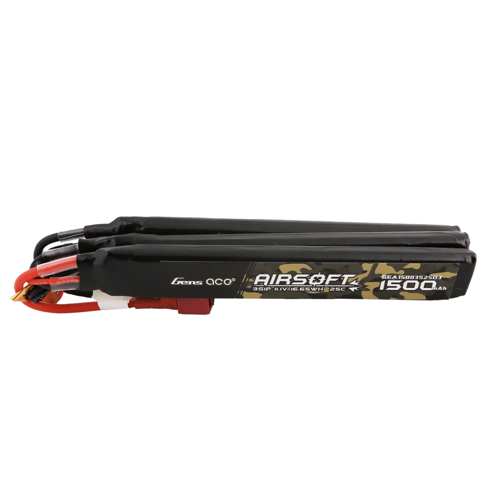 Gens ace 1500mAh 11.1V 25C 3S1P Nunchuck 3X Airsoft Gun Lipo Batterie mit T-Stecker GEA15003S25D3