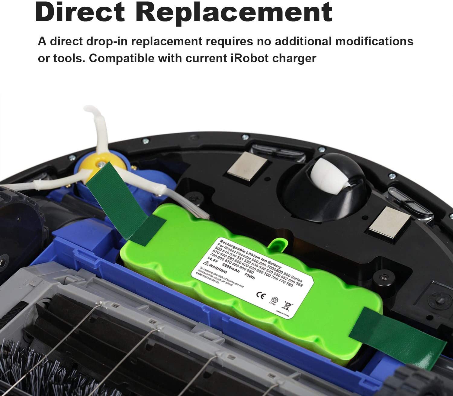Acconic Akku 5200mAh f. Roomba iRobot 660 665 670 671 675 696 681 790 866 886 896 Scooba 450 – Bild 7