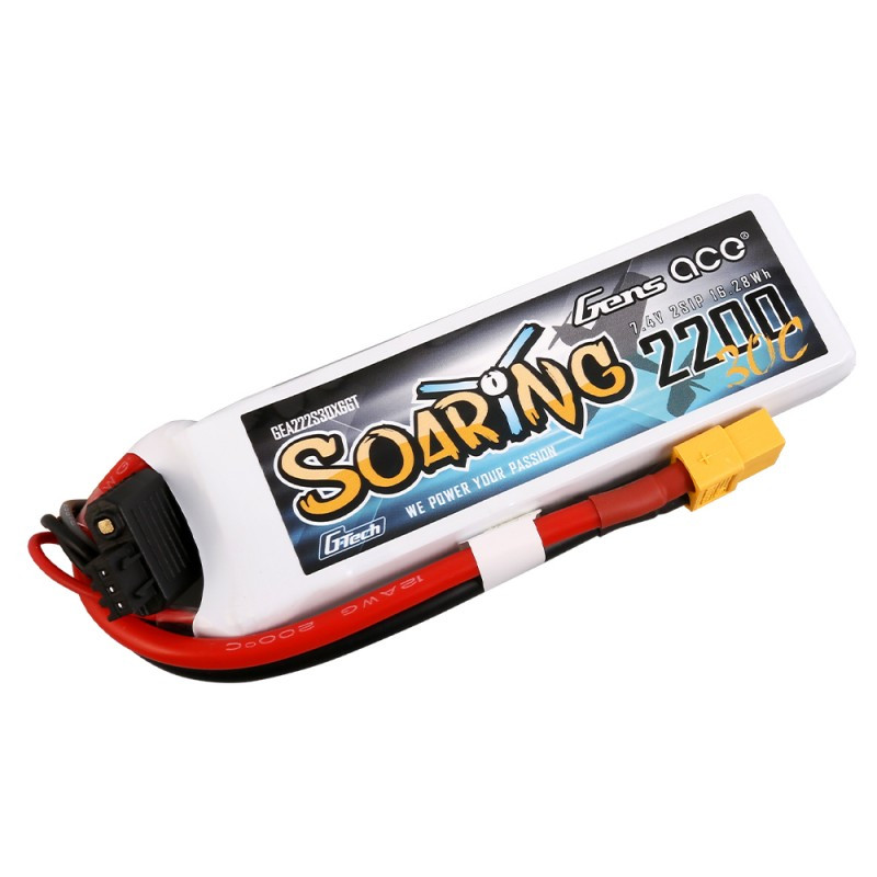 Gens ace 2200mAh 7.4V 30C 2S1P G-Tech Soaring  Lipo Batterie mit XT60 Stecker GEA222S30X6GT