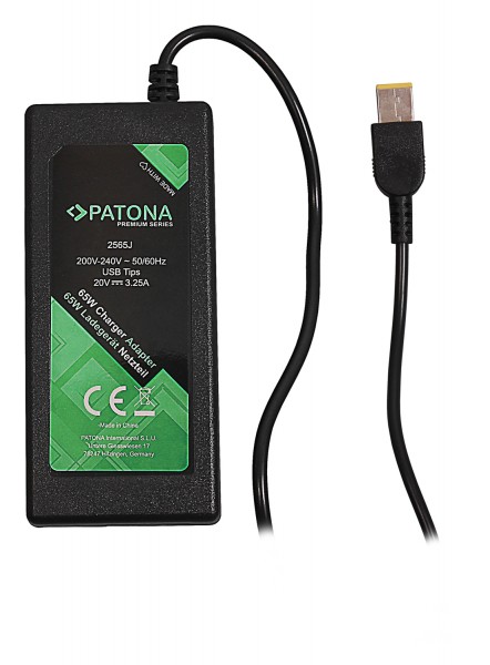 Premium Netzteil 20V 3,25A 65W Slim-Tip f. Lenovo T540p T440 X240 X1-Carbon von Patona