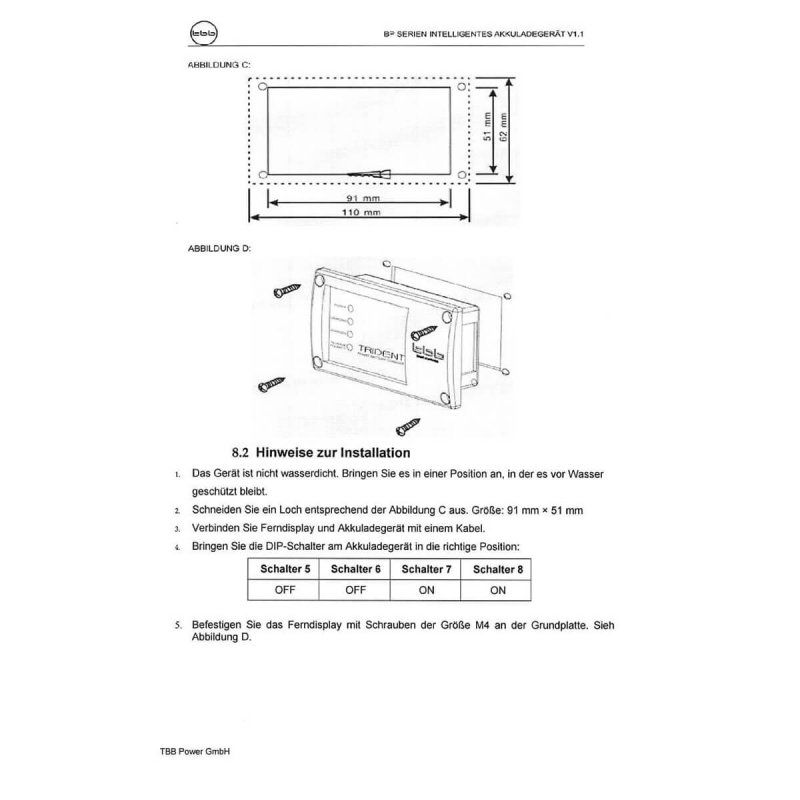 TBB Trident LED Info-Panel inkl. 3 m Kabel