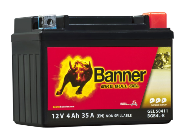 Banner BGB4L-B Bike Bull GEL 50411 4Ah Motorradbatterie YB4L-B (DIN 50411)
