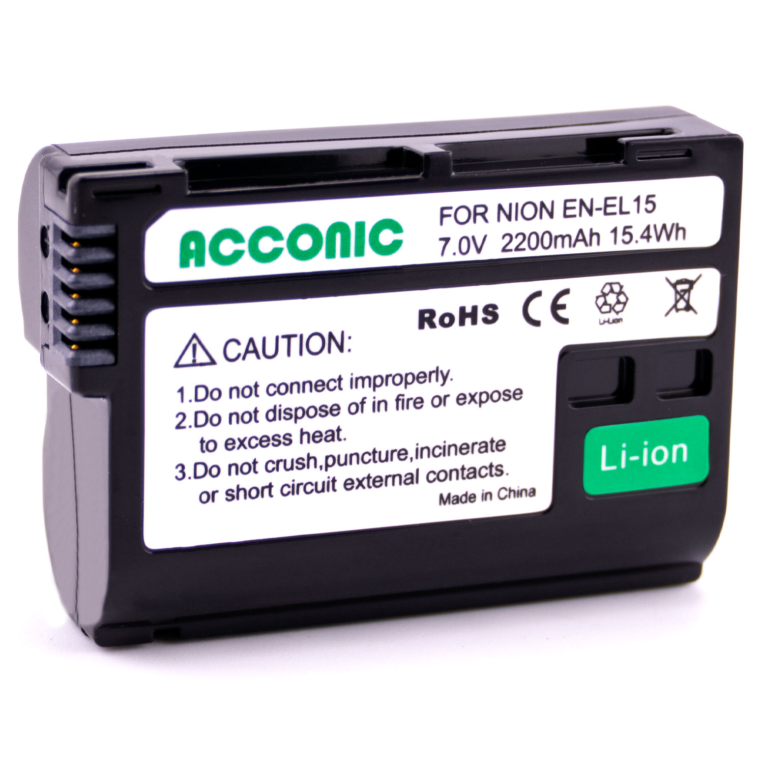 Acconic Photon Series EN-EL15 Ersatz Akku für  Nikon EN-EL15 1 V1 EN-EL15 D600 – Bild 2