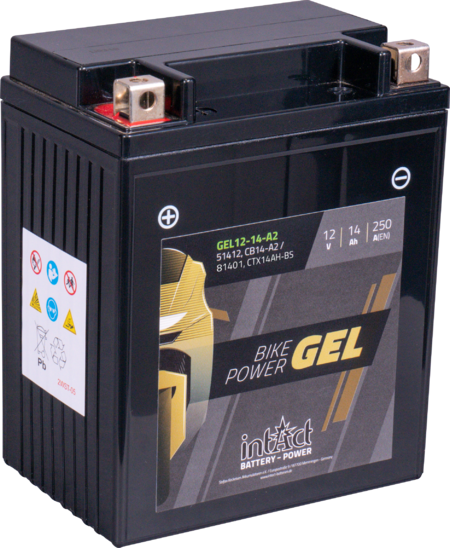 Intact GEL12-14-A2 Bike-Power GEL 14Ah Motorradbatterie (DIN 51412 / 81401) YB14-A2 / YTX14AH-BS
