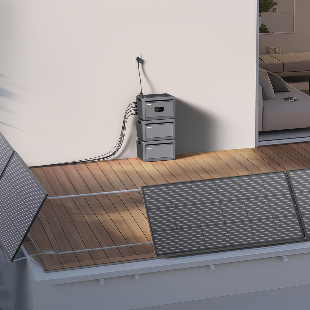Balkonkraftwerk Set 910Wp mit Growatt 4kWh LiFePO4 Speicher