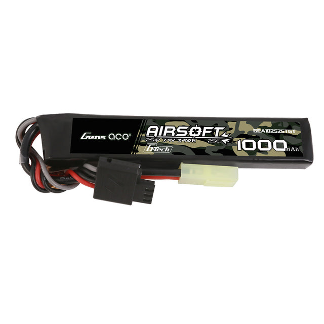 Gens ace 1000mAh 7,4 VG-Tech 25C 2S1P  Airsoft Gun Lipo Akku mit Mini-Tamiya-Stecker GEA102S25TGT