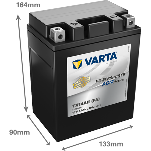 VARTA Powersports AGM ACTIVE YTX14AH-BS 12Ah Motorradbatterie 12V (512909021) – Bild 2