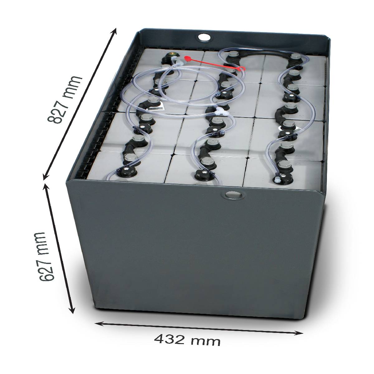 24V Gabelstaplerbatterie 7 PzS 875 Ah DIN A (827 * 432 * 627mm L/B/H) Trog 57014034 inkl. Aquamatik