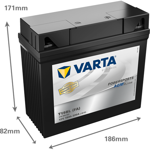 VARTA Powersports AGM ACTIVE YT19BL-BS 18Ah Motorradbatterie 12V (G19) (518909022) – Bild 2