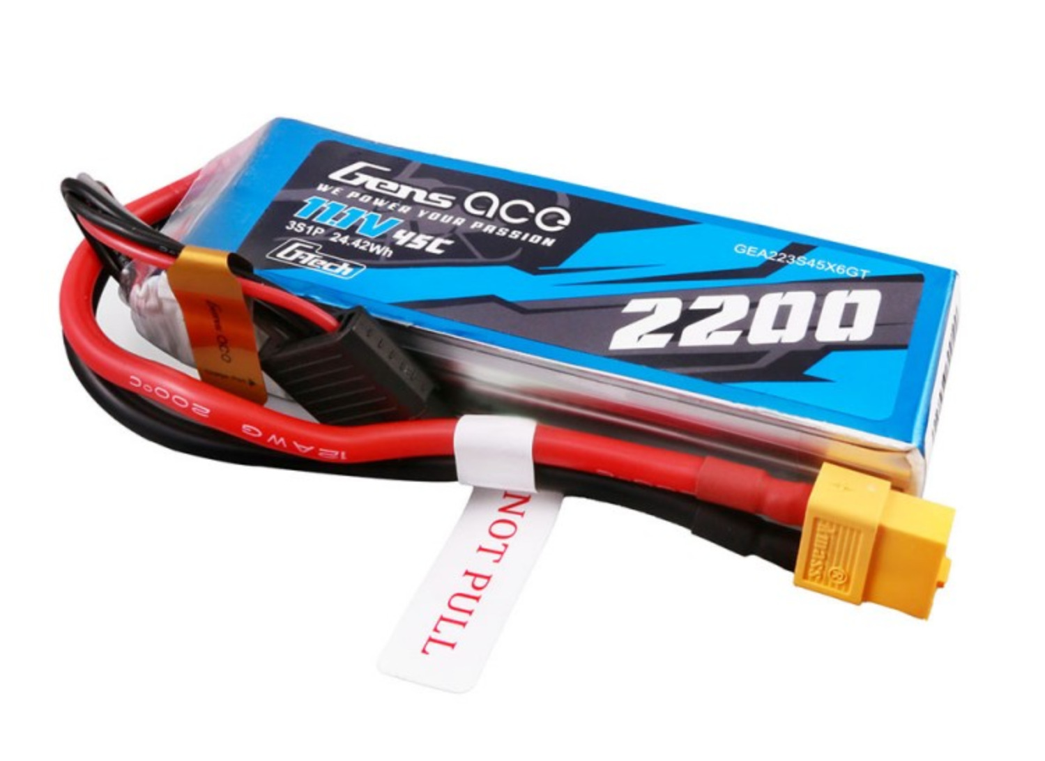 Gens ace 2200mAh 11.1V 45C 3S1P G-Tech Lipo Batterie mit XT60 Stecker GEA223S45X6GT