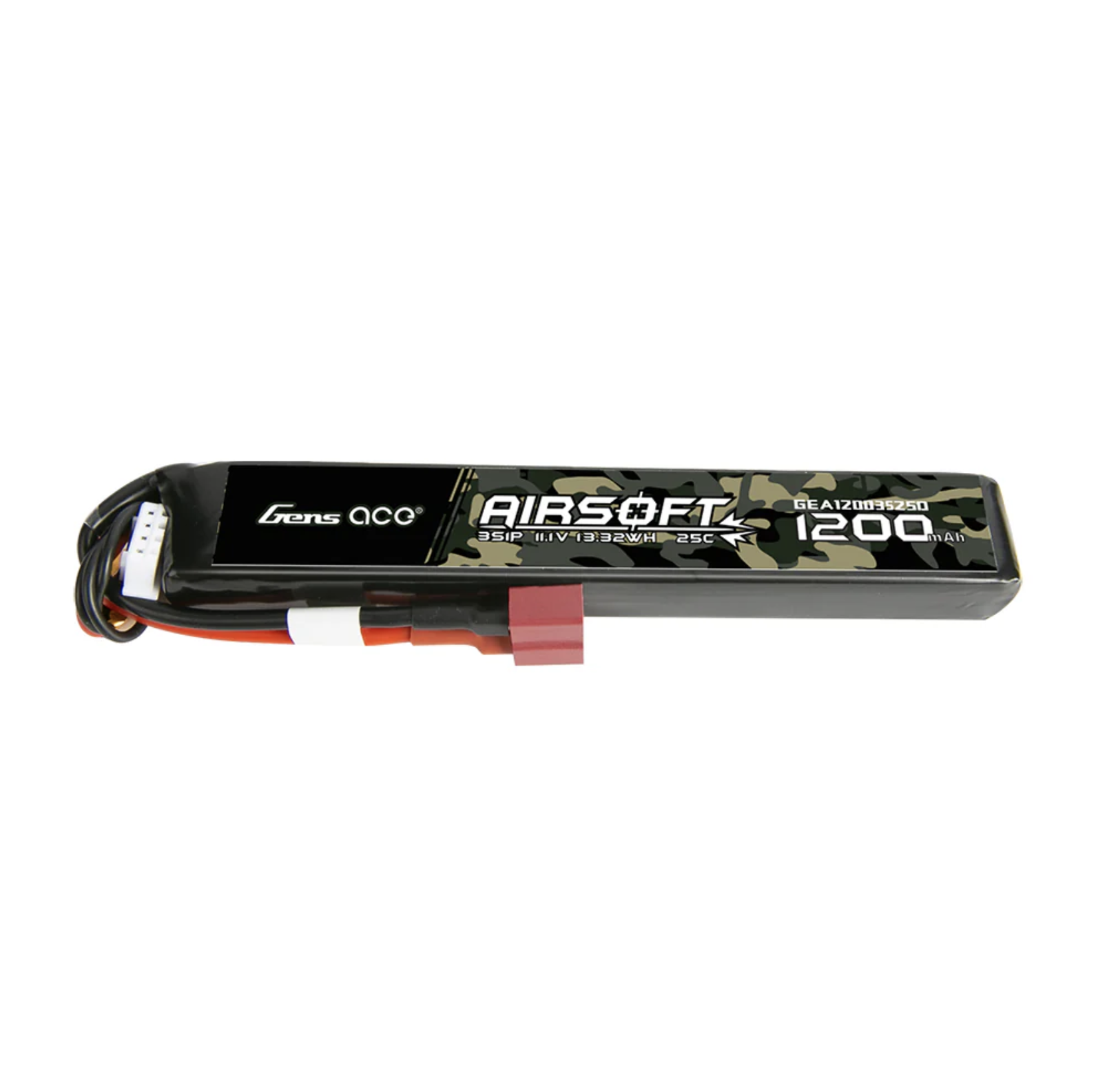 Gens ace 1200mAh 11.1V 25C 3S1P Airsoft Gun Lipo Batterie mit T-Stecker GEA12003S25D