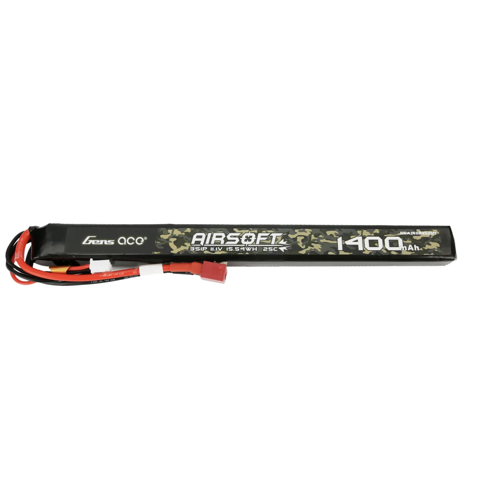 Gens ace 1400mAh 11.1V 25C 3S1P Airsoft Gun Lipo Batterie mit T-Stecker GEA14003S25D