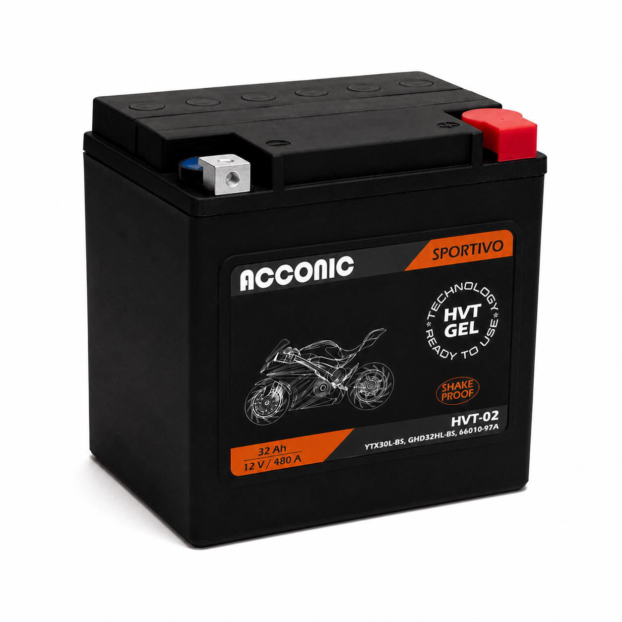ACCONIC Sportivo HVT-02 Motorradbatterie 30Ah (DIN 83000) YIX30L-BS