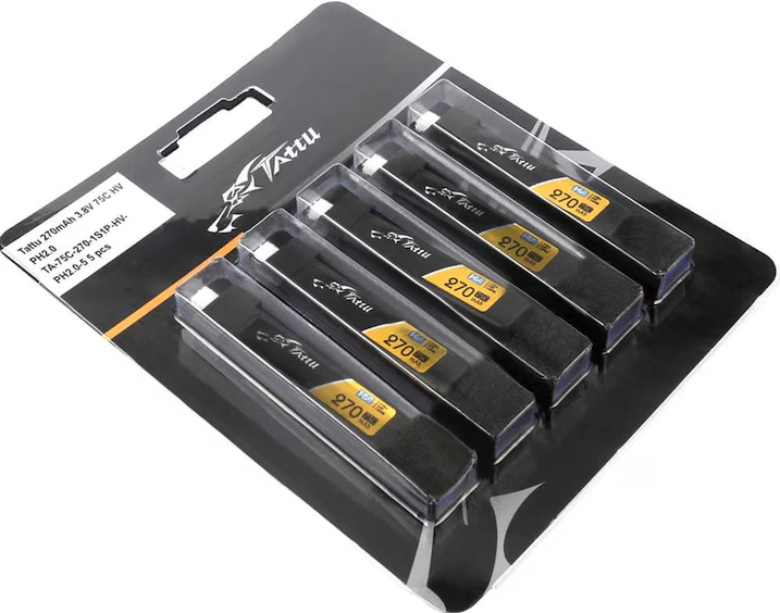 Tattu 270mAh 3.8V 75C 1S1P HV Lipo Battery Pack with JST-PHR 2.0 plug (5pcs) TAA2701S75PH5