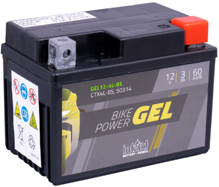 Intact GEL12-4L-BS Bike-Power GEL 3Ah Motorradbatterie (DIN 50314) YTX4L-BS