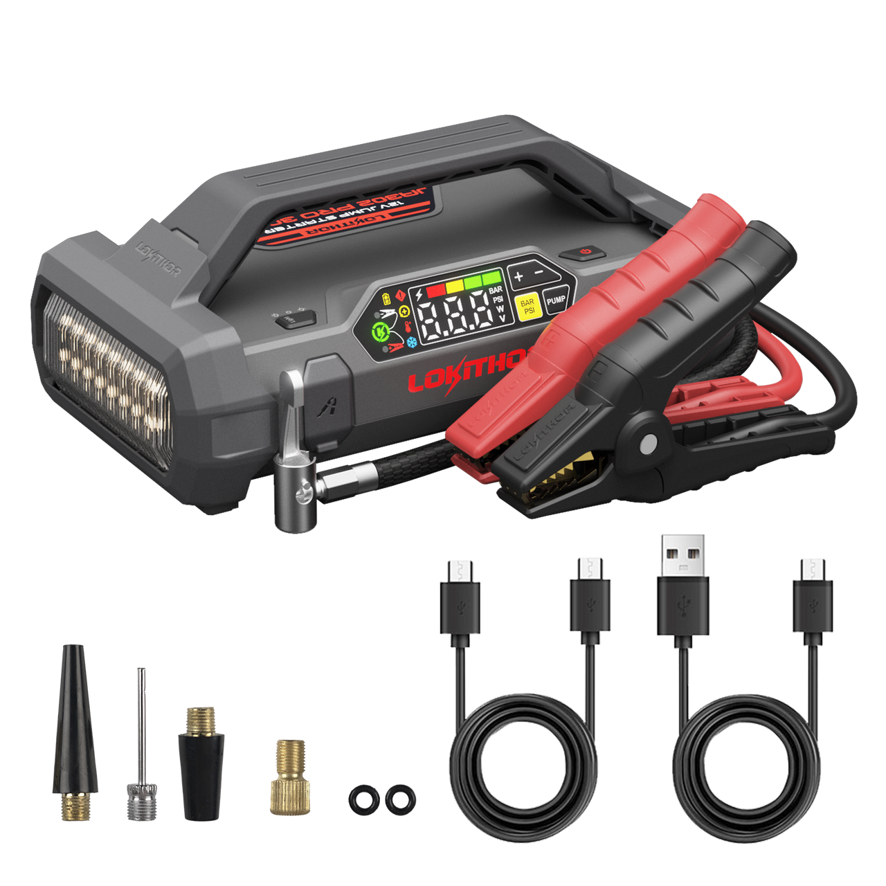 LOKITHOR JA302 PRO Starthilfegerät 3000A mit Kompressor LED & Powerbank – Bild 6