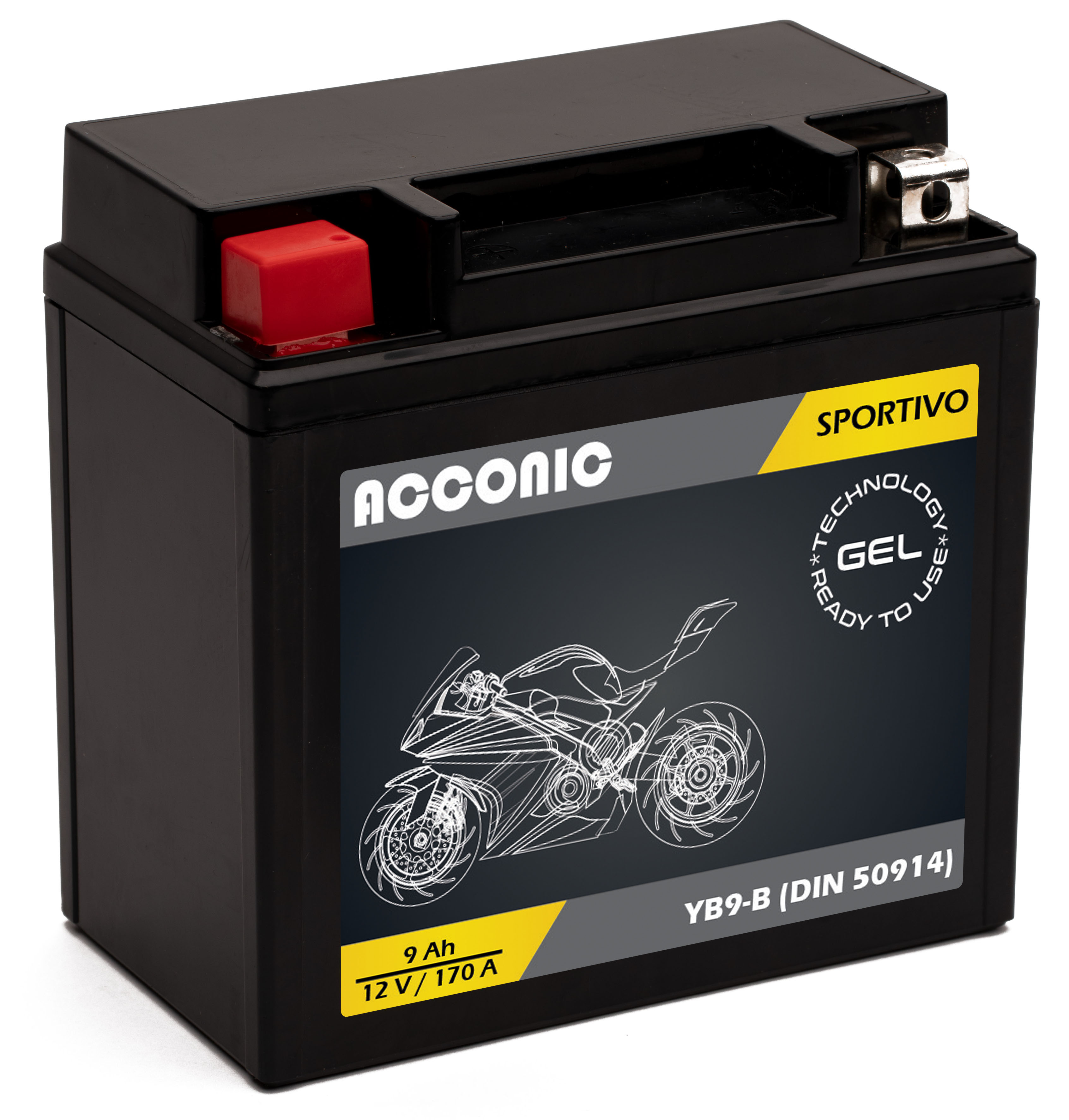 ACCONIC Sportivo GEL YB9-B Motorradbatterie 9Ah 12V (DIN 50914)