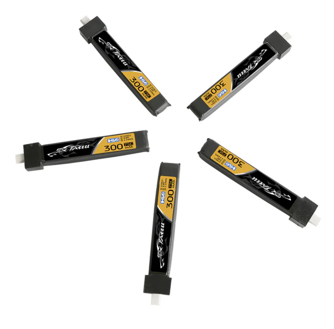 Tattu 300 mAh 3,8 V 75 C 1S1P HV Lipo-Akkupack mit BT 2.0-Stecker (5 Stück) für Beta Meteor65/Meteor – Bild 2