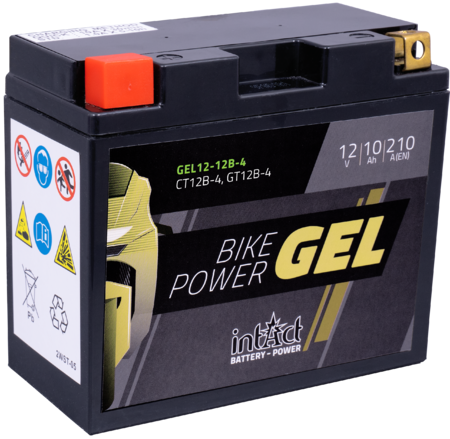 Intact GEL12-12B-4 Bike-Power GEL 10Ah Motorradbatterie (DIN 51015) YT12B-BS