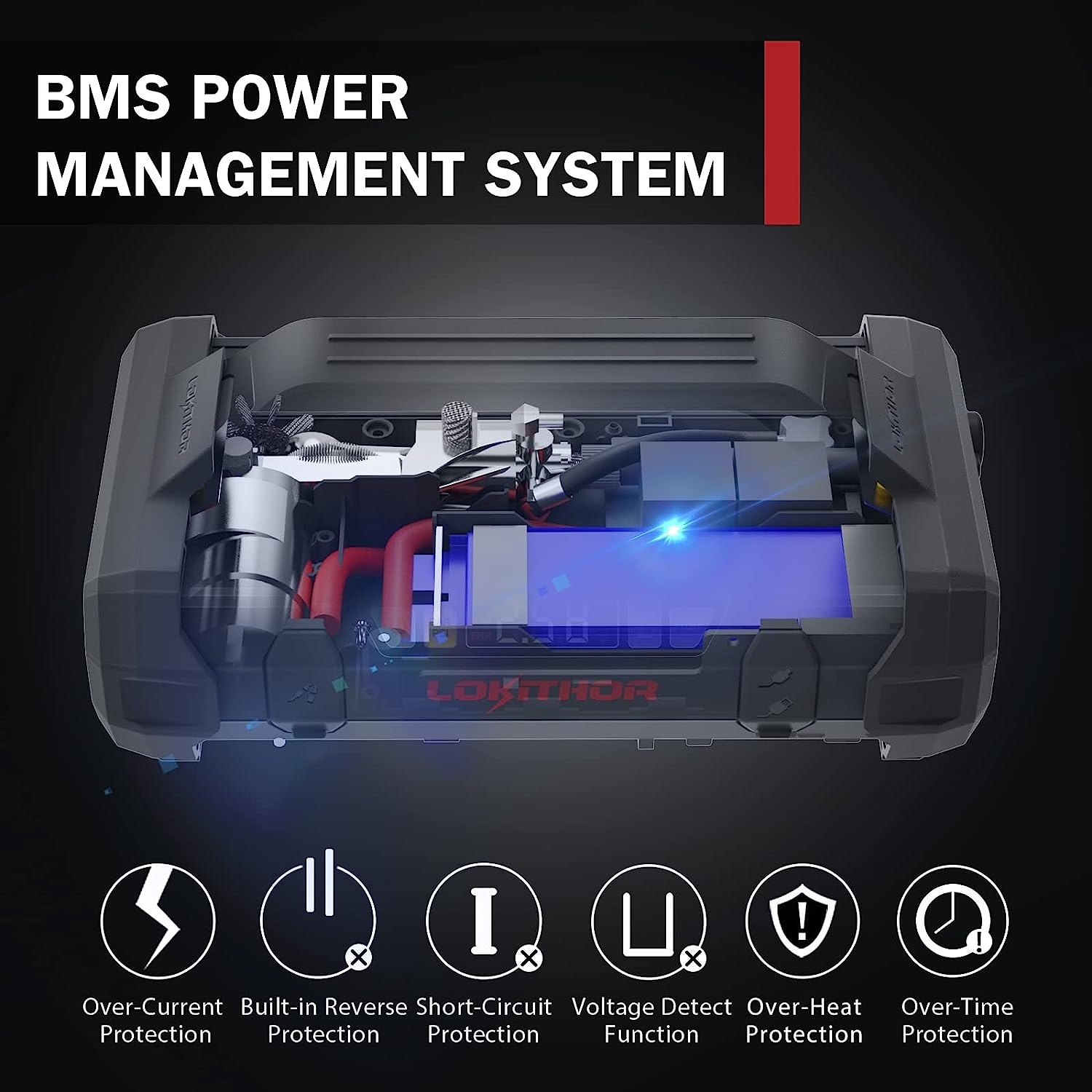 LOKITHOR JA301 Starthilfegerät 2000A mit Kompressor LED & Powerbank – Bild 3