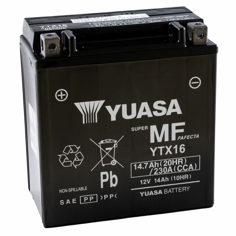 Yuasa YTX16 AGM 14Ah Motorradbatterie (DIN 81600)