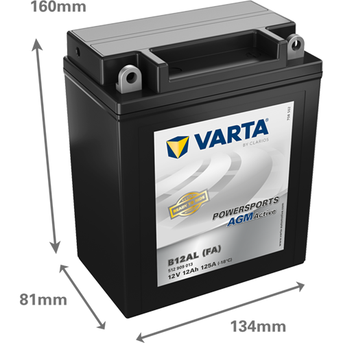 VARTA Powersports AGM ACTIVE YB12AL-A 12Ah Motorradbatterie 12V (512909013) – Bild 2