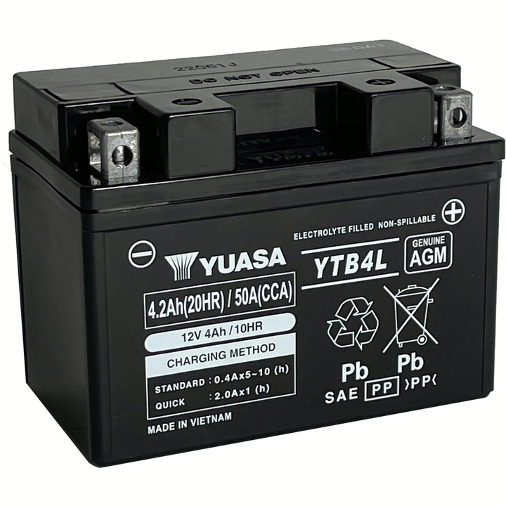 Yuasa YTB4L AGM 4Ah Rollerbatterie (DIN 50411) YB4L-B