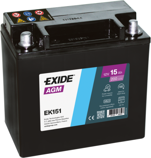 Exide Start-Stop Auxiliary EK151 15Ah AGM Stützbatterie
