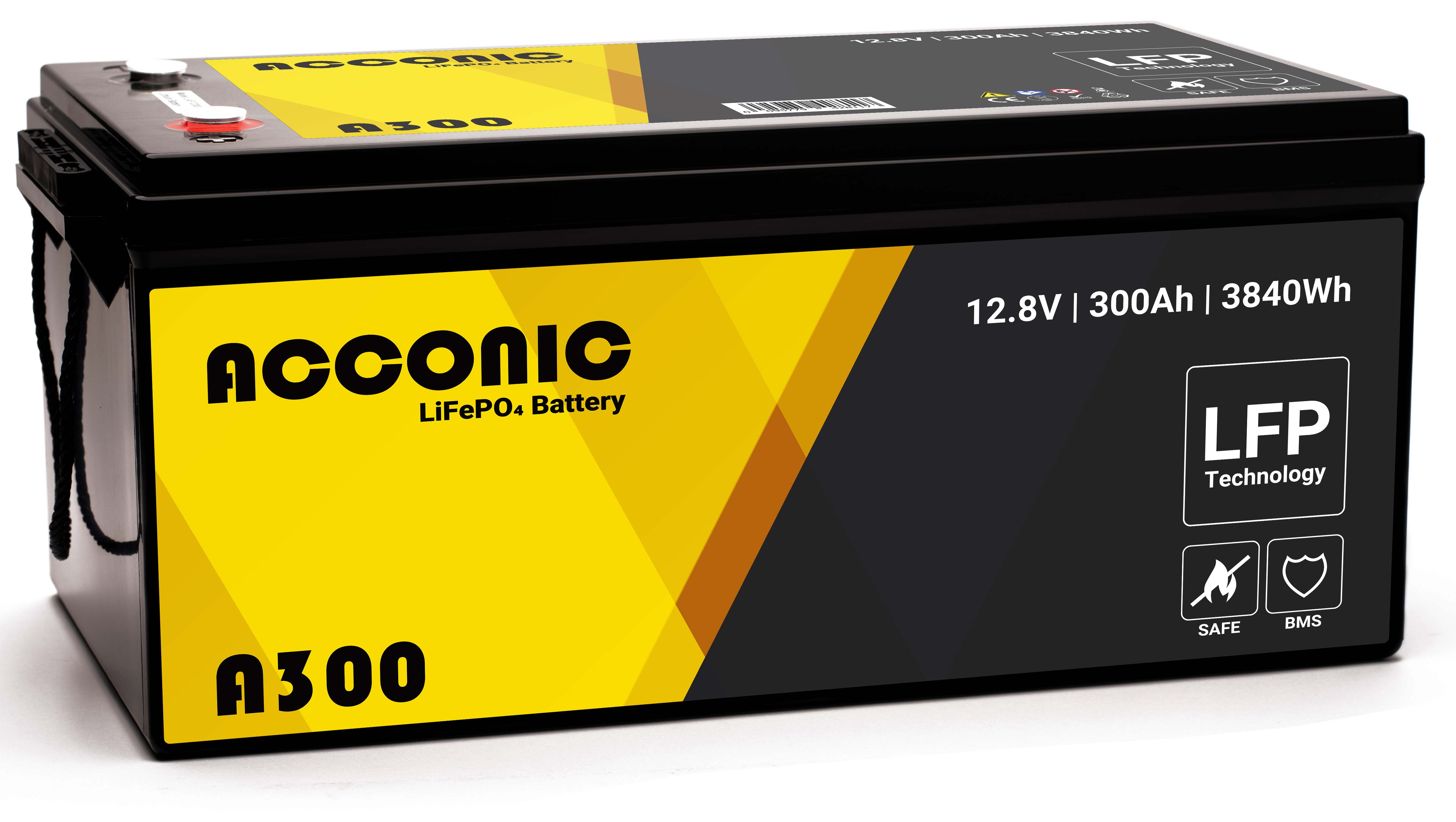 Acconic A300 LiFePO4 12V Lithium Versorgungsbatterie 300Ah