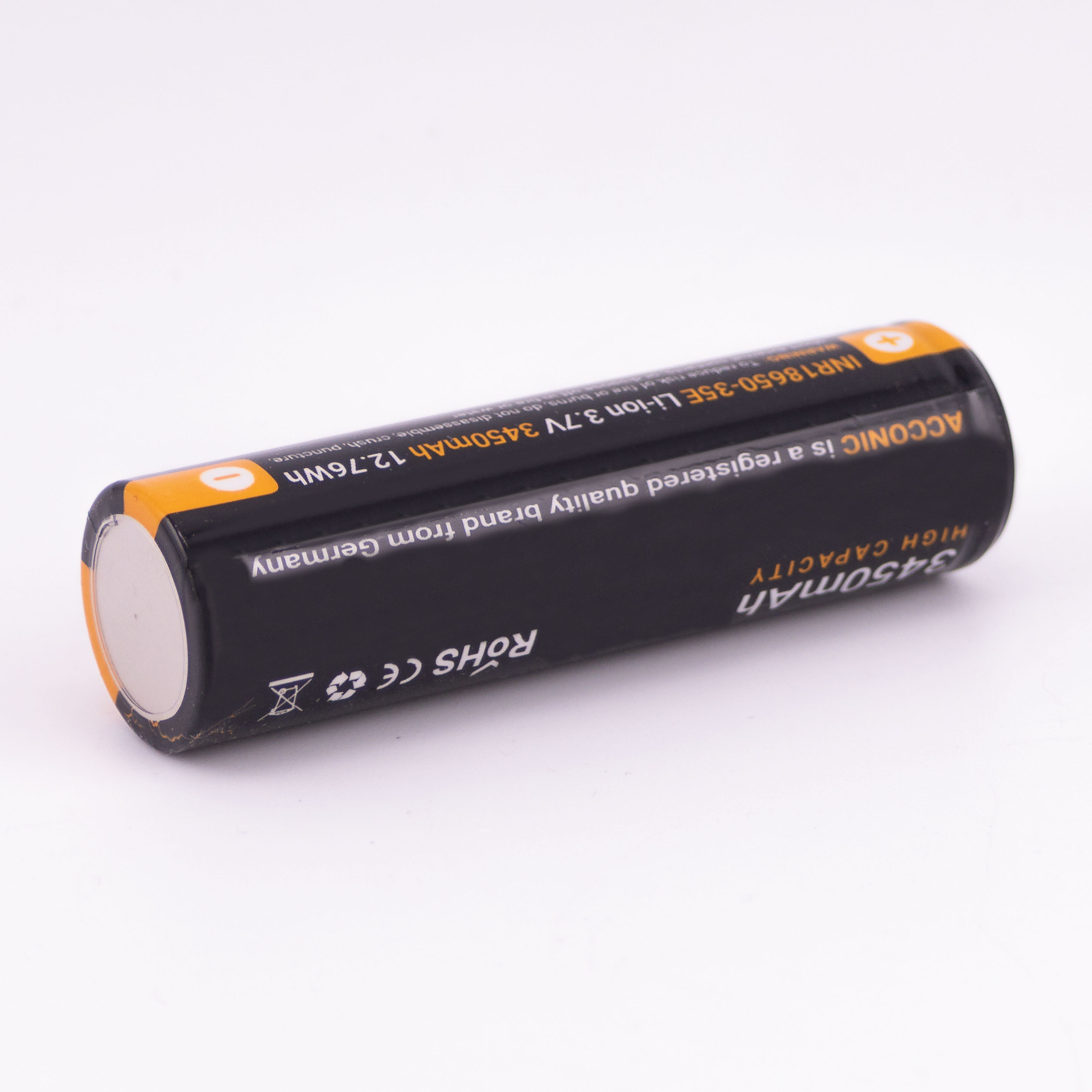 Acconic 3450mAh 3.7V 18650 Zelle Li-Ion Akku ungeschützt flattop (Ersetzt: INR18650-35E) – Bild 3