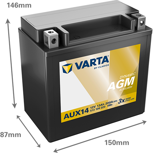 Varta AUX14 DYNAMIC AGM 513 106 020 Stützbatterie 13Ah (Silver Dynamic) – Bild 2