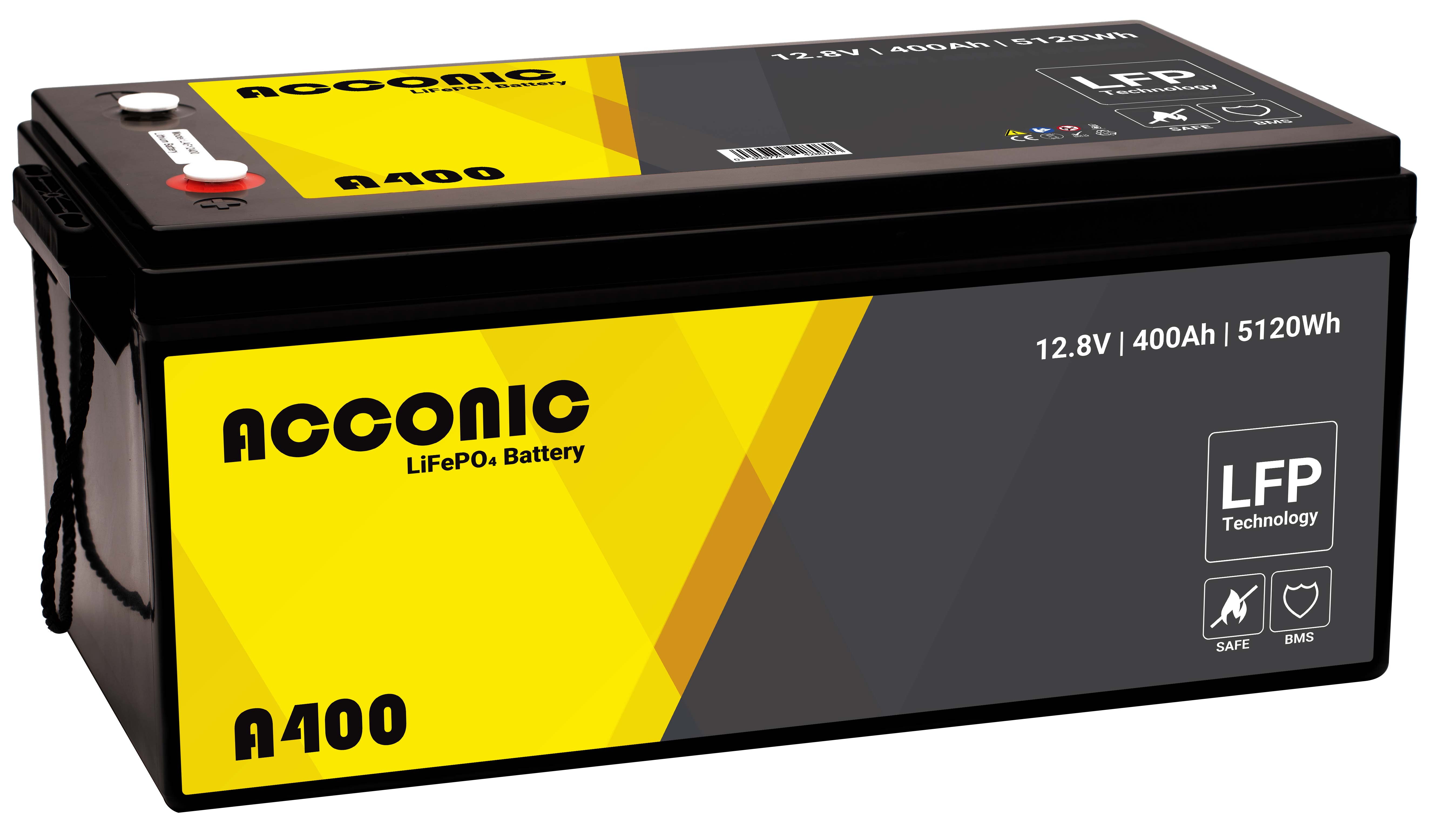Acconic A400 LiFePO4 12V Lithium Versorgungsbatterie 400Ah