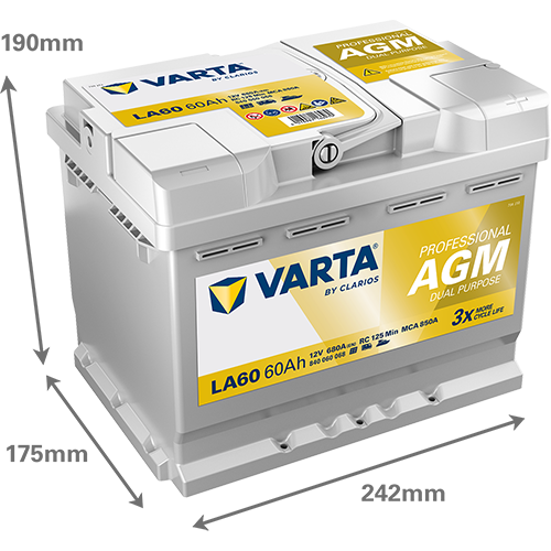 Varta LA60 Professional AGM 60AH Batterie – Bild 2