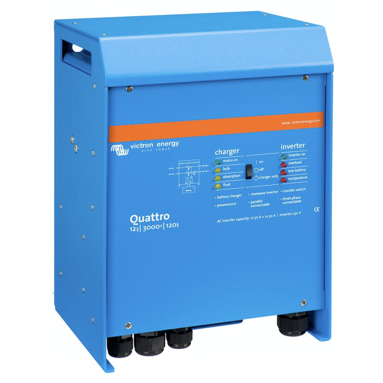 Victron Quattro 24/3000/70-50/50 – Wechselrichter/Ladegerät 24V 2400W – Bild 3