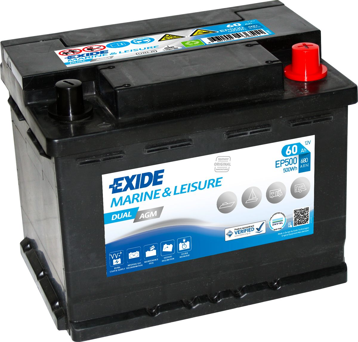 Exide EP500 Dual AGM 60Ah Batterie