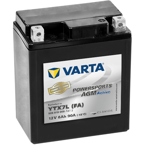VARTA Powersports AGM ACTIVE YTX7L-BS 6Ah Motorradbatterie 12V (DIN 50614)