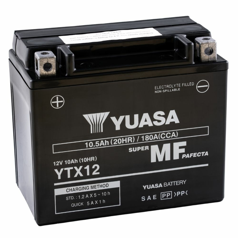Yuasa YTX12 AGM 10Ah Motorradbatterie (DIN 51012)